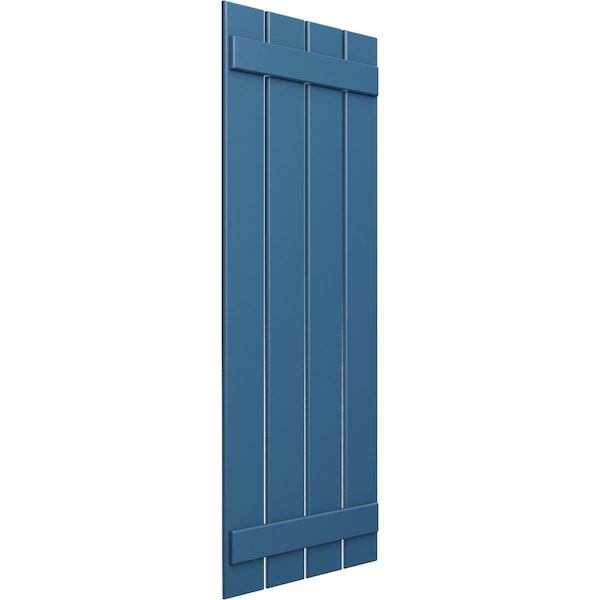 True Fit PVC Four Board Spaced Board-n-Batten Shutters, Sojourn Blue , 23W X 32H